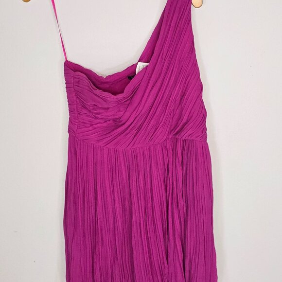 Theory Hot Pink One Shoulder Silk Party Dress - Picture 3 of 8